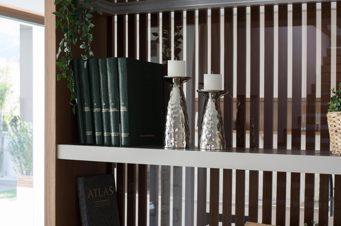 GINER Y COLOMER Lote de 2 candelabros en aluminio brillante